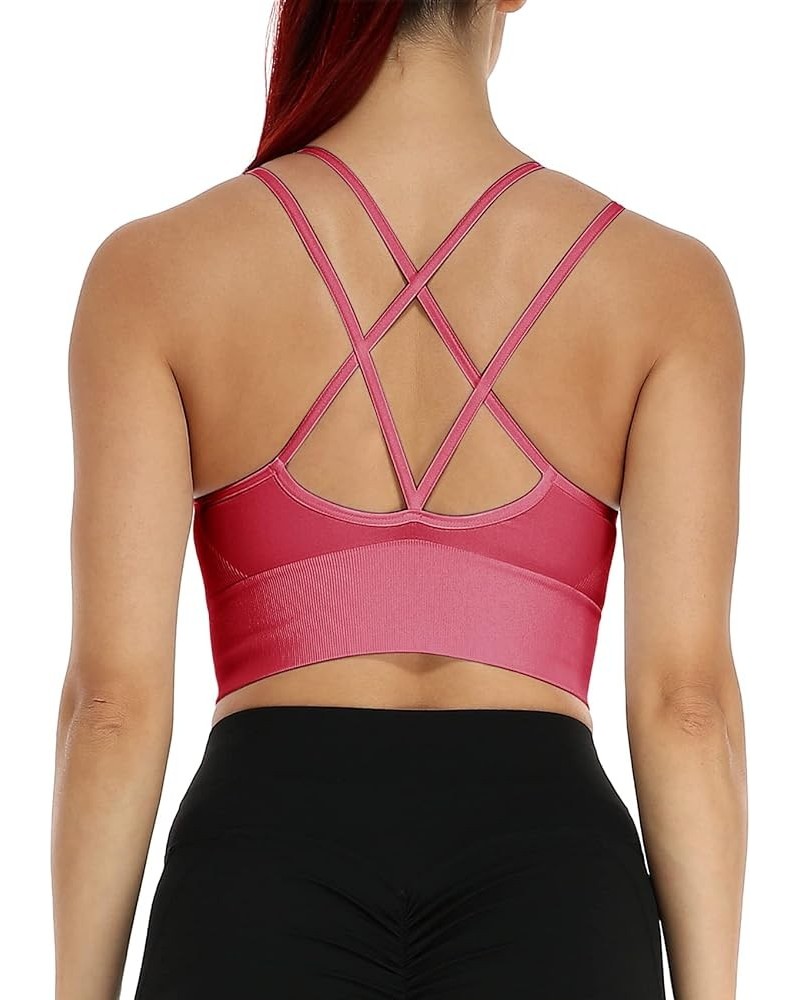 Low Impact Sport Bras Cross Back Padded Strappy Criss Cross Cropped Bras for Yoga Workout Fitness 1-red $9.50 Lingerie