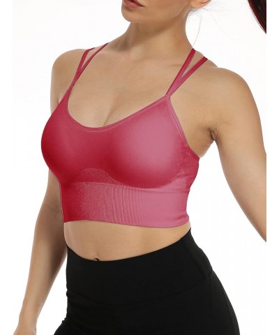 Low Impact Sport Bras Cross Back Padded Strappy Criss Cross Cropped Bras for Yoga Workout Fitness 1-red $9.50 Lingerie