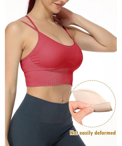 Low Impact Sport Bras Cross Back Padded Strappy Criss Cross Cropped Bras for Yoga Workout Fitness 1-red $9.50 Lingerie