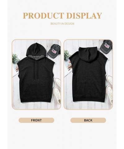 Womens Plus Size Hoodies Tops Casual Short Sleeve Drawstring Waffle Pullover Sweatshirts with Pocket (1X-5X) A Black $16.63 H...