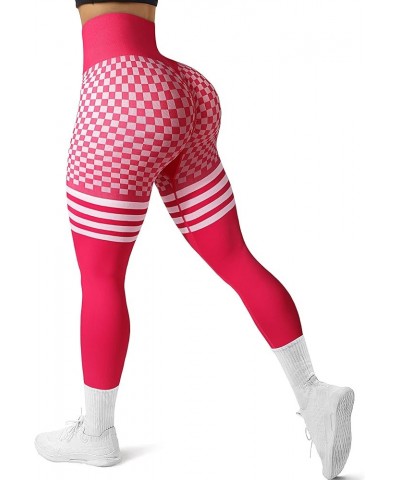 Women's Scrunch Butt Lifting Leggings High Waisted Booty Yoga Pants Seamless Workout Gym Leggings 2lattice_red $11.59 Sets