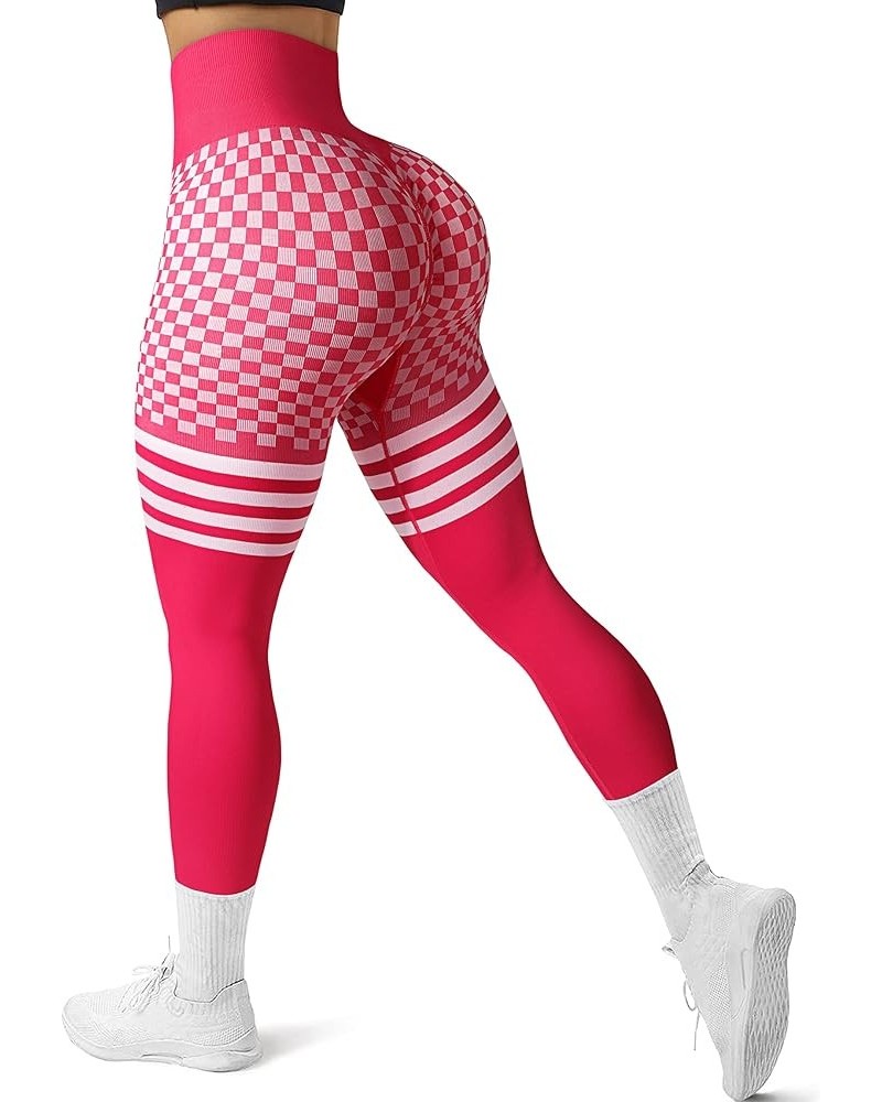 Women's Scrunch Butt Lifting Leggings High Waisted Booty Yoga Pants Seamless Workout Gym Leggings 2lattice_red $11.59 Sets