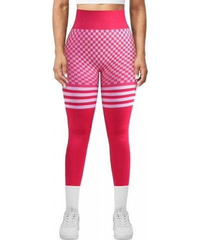 Women's Scrunch Butt Lifting Leggings High Waisted Booty Yoga Pants Seamless Workout Gym Leggings 2lattice_red $11.59 Sets