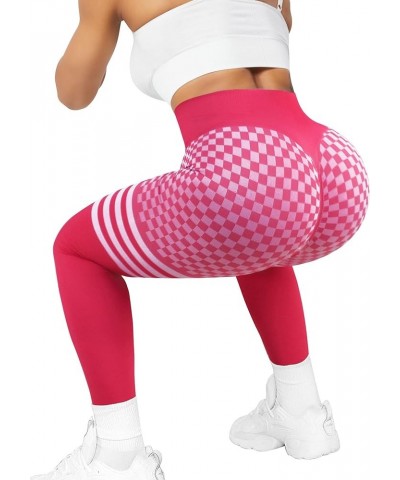 Women's Scrunch Butt Lifting Leggings High Waisted Booty Yoga Pants Seamless Workout Gym Leggings 2lattice_red $11.59 Sets