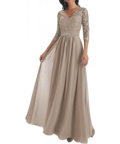 Mother of The Bride Dresses Lace Wedding Guest Dresses for Women Chiffon Mother of The Groom Dresses V Neck Taupe $37.50 Dresses