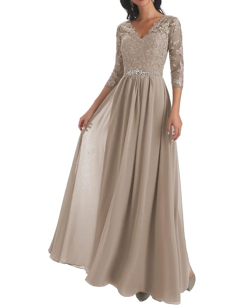 Mother of The Bride Dresses Lace Wedding Guest Dresses for Women Chiffon Mother of The Groom Dresses V Neck Taupe $37.50 Dresses