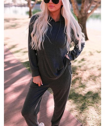 Sweatsuits for Women Set Jogger Set Hoodie Two Piece Lounge Suit Long Sleeve Athletic Outfits Kangaroo Pockets Grey $23.75 Ac...