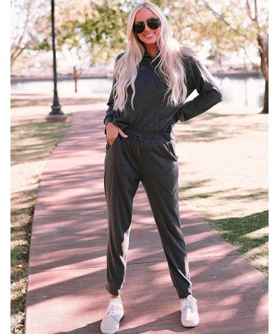 Sweatsuits for Women Set Jogger Set Hoodie Two Piece Lounge Suit Long Sleeve Athletic Outfits Kangaroo Pockets Grey $23.75 Ac...