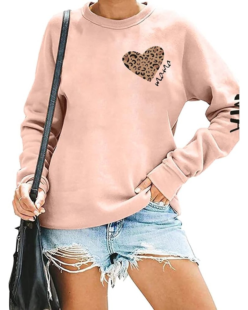 Mama Sweatshirts Women Mom Letter Print Life Blouse Top Fall Leopard Casual Long Sleeve Pullover Tee Pink-1 $14.40 Hoodies & ...