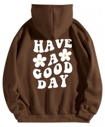 Cute Hoodies For Teen Girls Have A Good Day Back Letter Print Hooded Sweatshirt With Pocket Drawstring Fall Fleece Winter Kha...