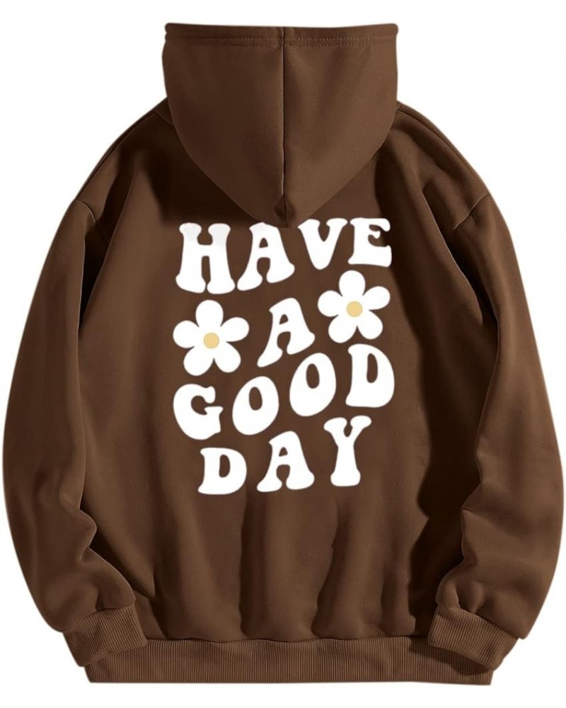 Cute Hoodies For Teen Girls Have A Good Day Back Letter Print Hooded Sweatshirt With Pocket Drawstring Fall Fleece Winter Kha...