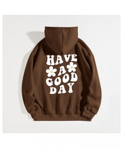 Cute Hoodies For Teen Girls Have A Good Day Back Letter Print Hooded Sweatshirt With Pocket Drawstring Fall Fleece Winter Kha...