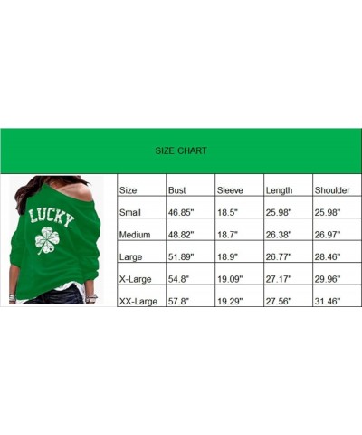 St. Patrick's Day Women's Off the Shoulder Four Leaf Clover Irish Long Sleeve Sweatshirts Green Lucky Heart $19.59 Hoodies & ...