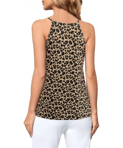 Womens Tank Tops Halter Neck Sleeveless Summer Casual Plain Leopard Cami T Shirts Z-leopard $11.39 Tanks