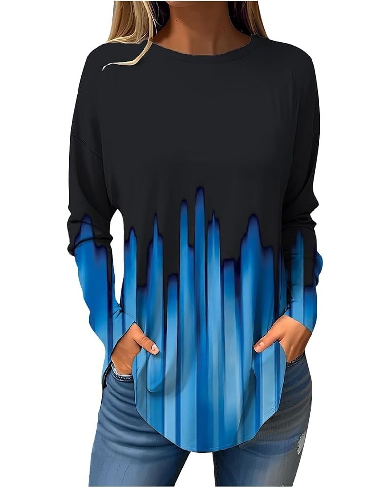 Womens Tops Button Long Sleeve Shirt Oversized Tshirts Cute Blouse Dressy Casual Basic Tees Loose Fit Tunic 3-royal Blue $11....