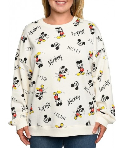 Womens Plus Size Mickey Mouse Sweatshirt Lightweight Fleece Pullover Cream $25.79 Hoodies & Sweatshirts