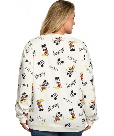 Womens Plus Size Mickey Mouse Sweatshirt Lightweight Fleece Pullover Cream $25.79 Hoodies & Sweatshirts