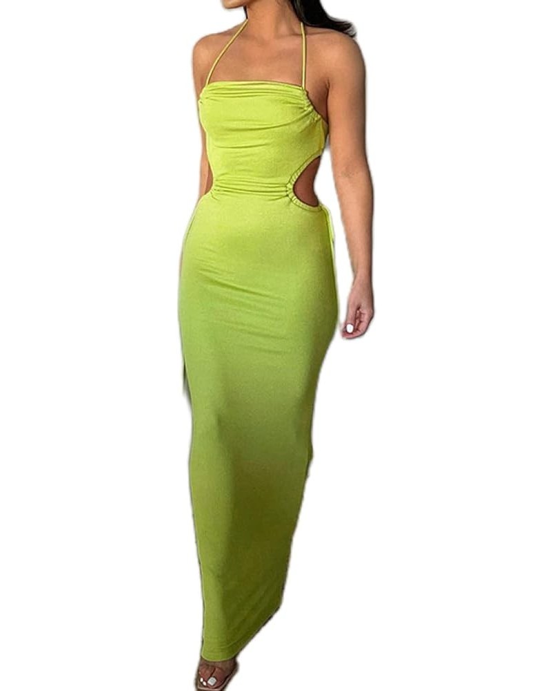 Sexy Sleeveless Spaghetti Strap Maxi Long Dress for Women Slit Bodycon Y2k Dress Night Party Streetwear Aa Green $12.09 Dresses