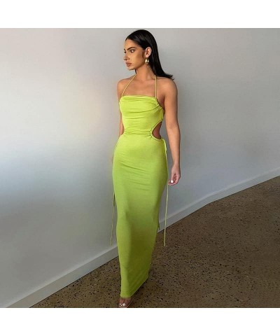 Sexy Sleeveless Spaghetti Strap Maxi Long Dress for Women Slit Bodycon Y2k Dress Night Party Streetwear Aa Green $12.09 Dresses