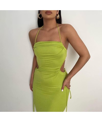 Sexy Sleeveless Spaghetti Strap Maxi Long Dress for Women Slit Bodycon Y2k Dress Night Party Streetwear Aa Green $12.09 Dresses