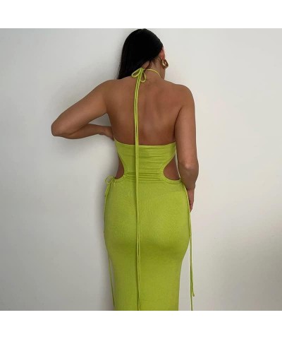 Sexy Sleeveless Spaghetti Strap Maxi Long Dress for Women Slit Bodycon Y2k Dress Night Party Streetwear Aa Green $12.09 Dresses