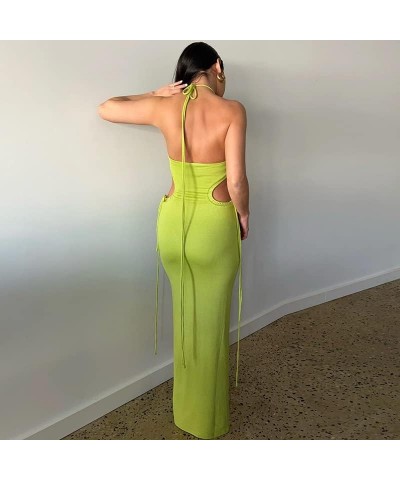 Sexy Sleeveless Spaghetti Strap Maxi Long Dress for Women Slit Bodycon Y2k Dress Night Party Streetwear Aa Green $12.09 Dresses