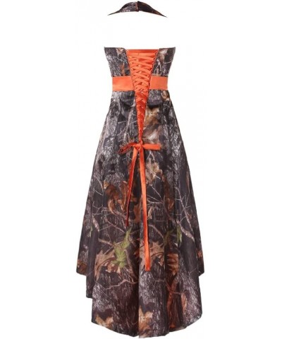 Halter Outdoor Camo Formal Dresses Reception Prom Bridesmaid Dress High Low Camouflage and Purple $49.05 Dresses