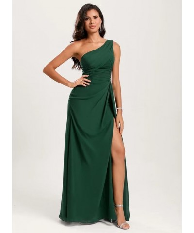 One Shoulder Chiffon Bridesmaid Dresses with Slit Long A Line Pleated Formal Maix Dress for Women 819 Sage Green $37.09 Dresses