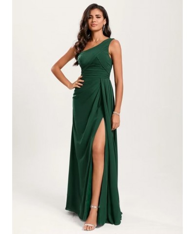 One Shoulder Chiffon Bridesmaid Dresses with Slit Long A Line Pleated Formal Maix Dress for Women 819 Sage Green $37.09 Dresses