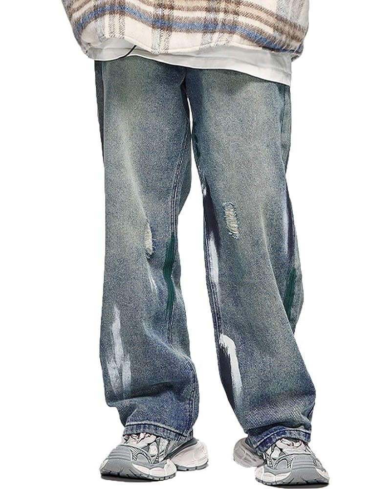 Y2k Denim Cargo Pants Loose Fit Wide Leg Jeans Hip Hop Gothic Streetwear Punk Baggy Cool Jeans Style-2-blue $18.35 Jeans