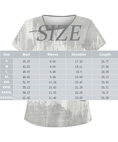 Scrub Tops Plus Size Tops for Women Printed Short Sleeve V Neck 2024 Nurse Uniforms Nurse Gifts Working T-Shirt A5-white $8.4...