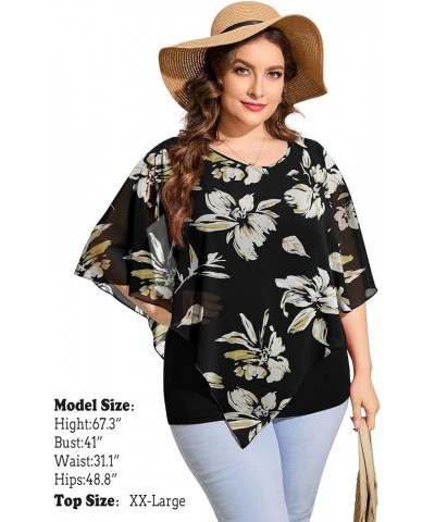 Women's 2024 Summer Casual Loose Chiffon Flowy Tops Elegant Blouses 08-fp Yellow Lily $13.80 Blouses