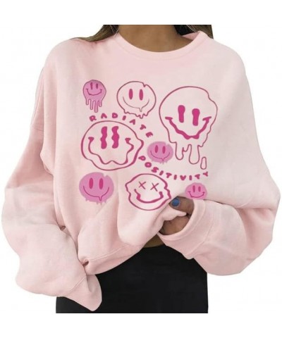 Women Cute Cartoon Graphic Sweatshirt Crewneck Oversized Fleece Long Sleeve Pullover Jumper Tops Orange Pink -S $19.46 Hoodie...