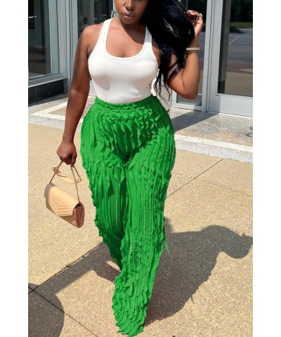 Women's Sexy High Waist Pants Casual Wide Leg Long Pants Palazzo Flowy Trousers Party Clubwear Green $14.19 Pants