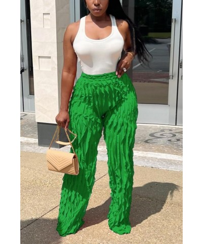 Women's Sexy High Waist Pants Casual Wide Leg Long Pants Palazzo Flowy Trousers Party Clubwear Green $14.19 Pants