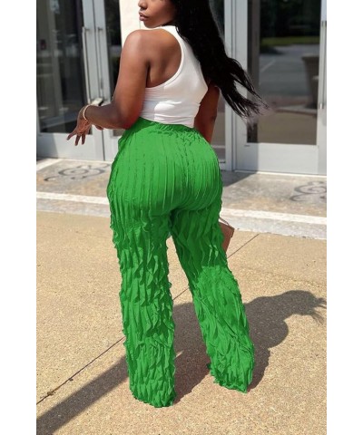 Women's Sexy High Waist Pants Casual Wide Leg Long Pants Palazzo Flowy Trousers Party Clubwear Green $14.19 Pants