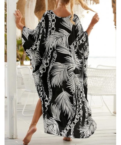 V Neck Print Kaftan Swimsuit Cover Ups for Women Plus Size Beach Caftan Dress Casual Loungewear Color 19 $16.20 Swimsuits