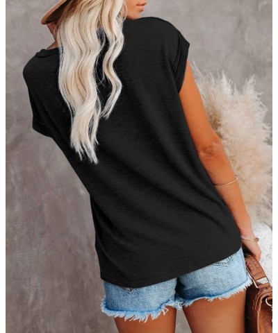 Women's Summer Casual Tops Cap Sleeve Oversized T Shirts Loose Fit Blouses B02-black $12.74 T-Shirts