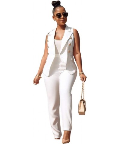 2 Pieces Outfits for Women Sexy Deep V Neck Ruffles Long Sleeve Solid Blazer with Pants Overalls Bodycon Jumpsuits White7 $19...