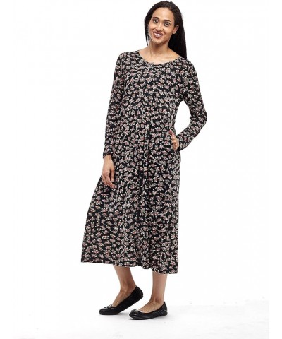 Cotton Knit Dress Black/Brown $42.40 Dresses