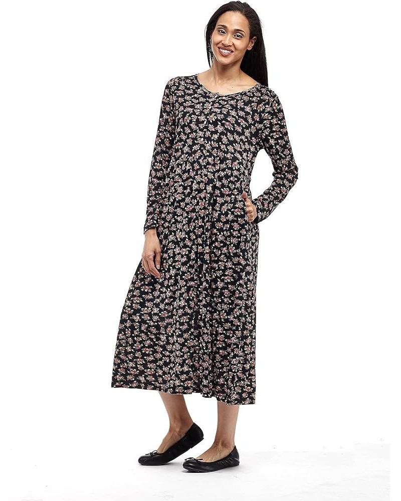 Cotton Knit Dress Black/Brown $42.40 Dresses