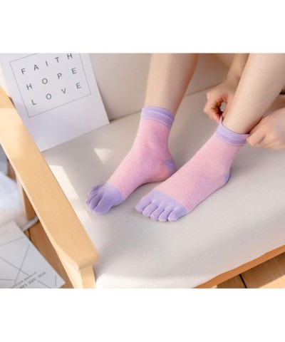 Womens Funny Toe Sock Cotton Five Finger Running Ankle Novelty Socks (Animal cat, US shoe 6-9) 87805 $10.31 Activewear