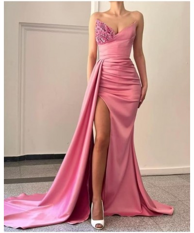 Sequin Beaded Mermaid Prom Dresses 2024 Long Satin Slit Formal Evening Party Gown Bridesmaid Dresses for Wedding Peacock $44....