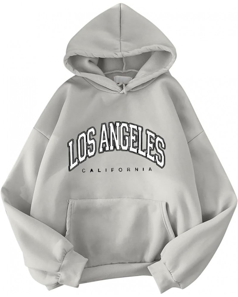 Los Angeles Hoodie for Women Cute Graphic Y2K Oversized Sweatshirt Long Sleeve Hoodie Cotton Pullover Top 2-grey $9.68 Hoodie...