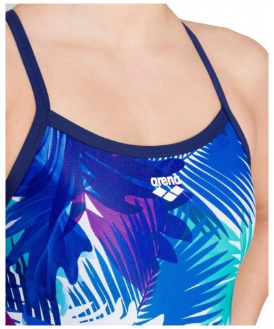 Women's Challenge Back MaxLife One Piece Athletic Training Swimsuit Palm Print Navy Multi $22.03 Swimsuits