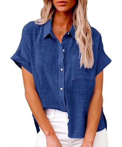 Women Casual Button Down Linen Blouses 2024 Long Sleeve Solid Business Work Tops Cute Relaxed Fit Shirts with Pocket Bu1 $8.7...