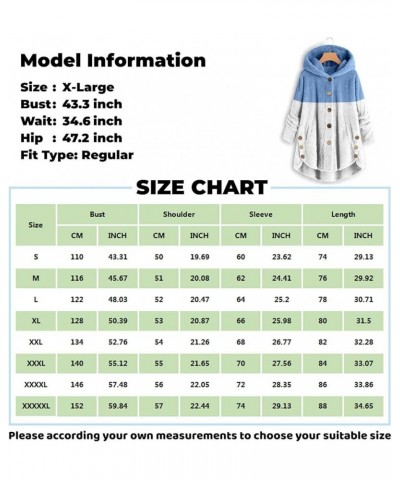 Womens Winter Coats Fluffy Sherpa Fashion Stitching Loose Hoodies Long Sleeve Plush Button Coat Black $8.61 Jackets