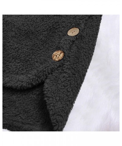 Womens Winter Coats Fluffy Sherpa Fashion Stitching Loose Hoodies Long Sleeve Plush Button Coat Black $8.61 Jackets