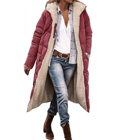 Women's Fleece Hoodie Long Coat 2023 Fashion Casual Zip Up Jacket With Pockets Winter Reversible Warm Outerwear A6-red $27.25...