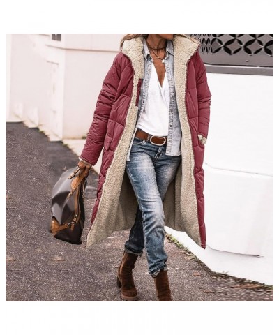 Women's Fleece Hoodie Long Coat 2023 Fashion Casual Zip Up Jacket With Pockets Winter Reversible Warm Outerwear A6-red $27.25...